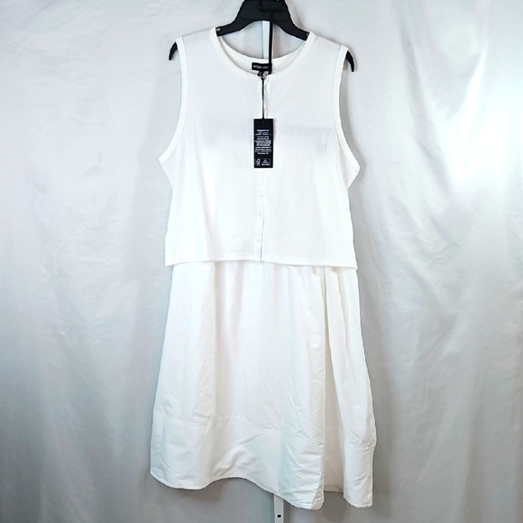 Modern Works Elegant White Sleeveless 2 Piece Set Top & Skirt Size XL - Picture 1 of 7